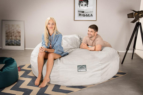 Lounge Pug, CloudSac 3000 XXL, Kingsize Memory, Schaum Sitzsacksofa, Schlafsofa, Samt Silber