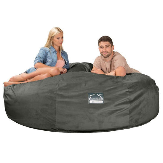 Lounge Pug, CloudSac 3000 XXL, Kingsize Memory, Schaum Sitzsacksofa, Schlafsofa, Samt Schiefergrau
