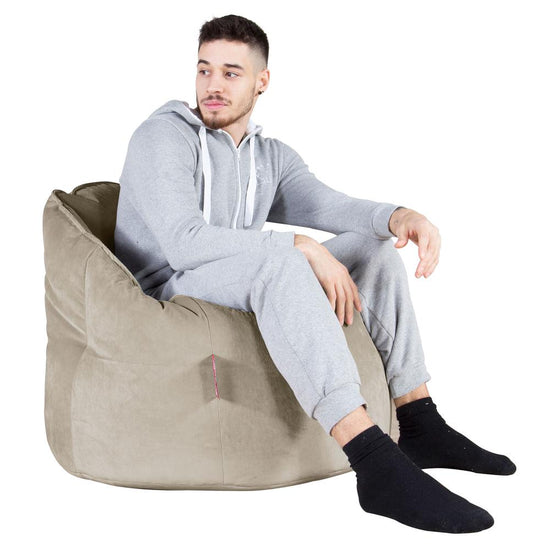 LOUNGE PUG, Sitzsack Kuschel Lounge Sessel, Schlafsofa, Samt Nerzfarben
