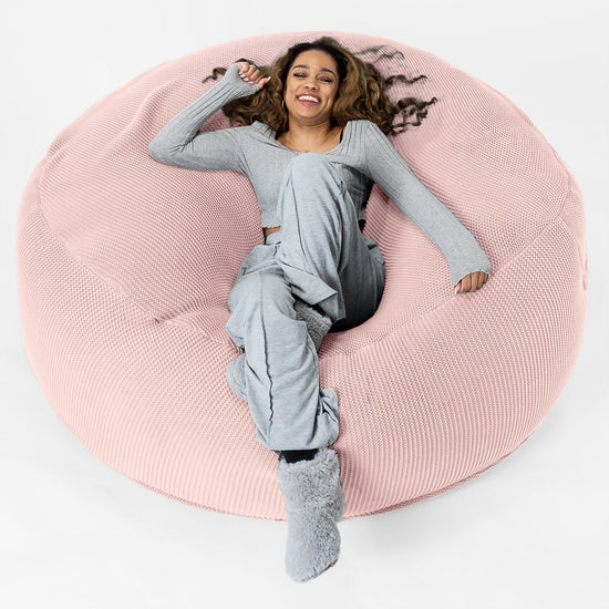 LOUNGE PUG - 'Mega-Mammoth' Sofa Sitzsack XXL - Schlafsofa - Ellos Gestrickter Baby Pink