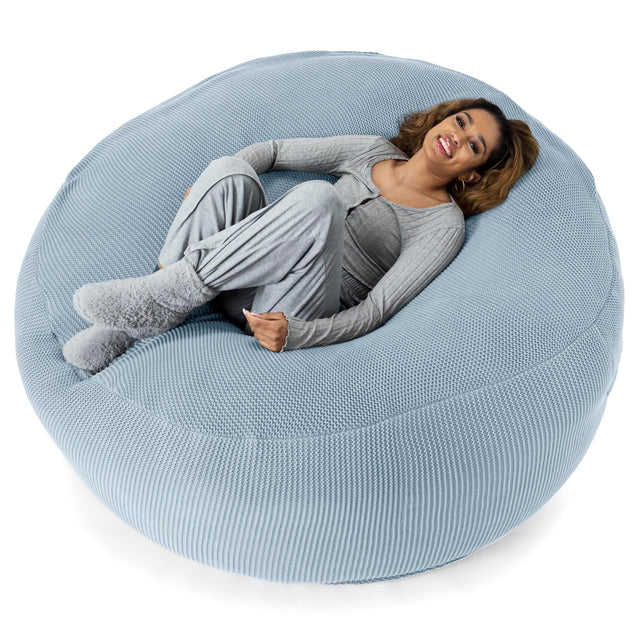 LOUNGE PUG - 'Mega-Mammoth' Sofa Sitzsack XXL - Schlafsofa - Ellos Gestrickter Misty Blau