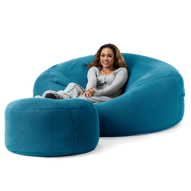 LOUNGE PUG - 'Mega-Mammoth' Sofa Sitzsack XXL - Schlafsofa - Ellos Gestrickter Türkis