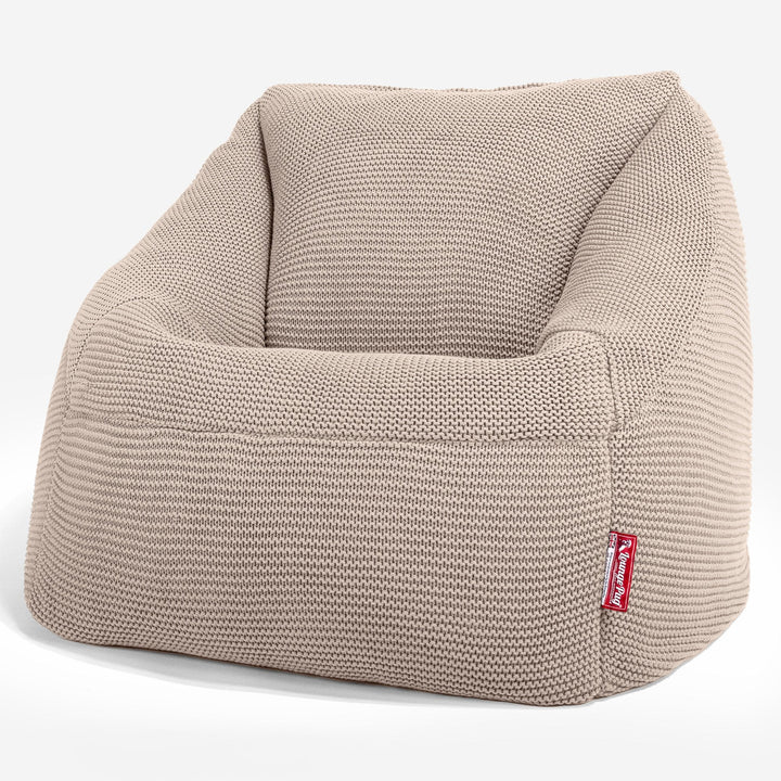 Lounge Pug - Ellos Gestrickter - Nautilus Sitzsack Sessel - Sitzsack Ohrensessel - Creme