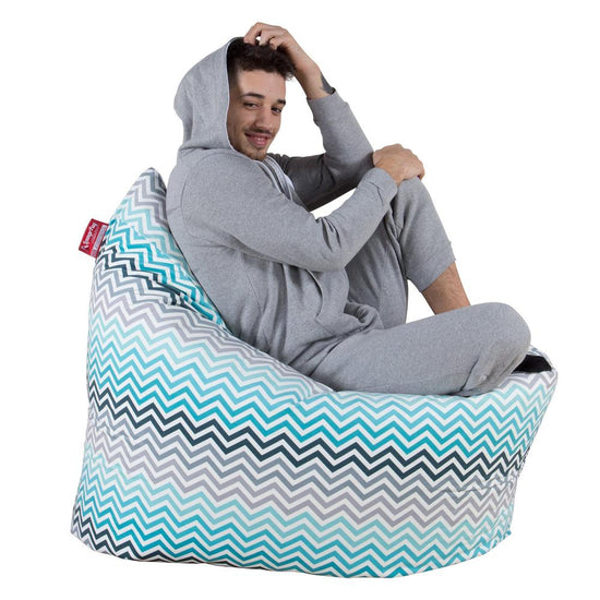 LOUNGE PUG - Riesen Sitzsack XXL - Sitzkissen - Geometrische Druck Chevron Türkis