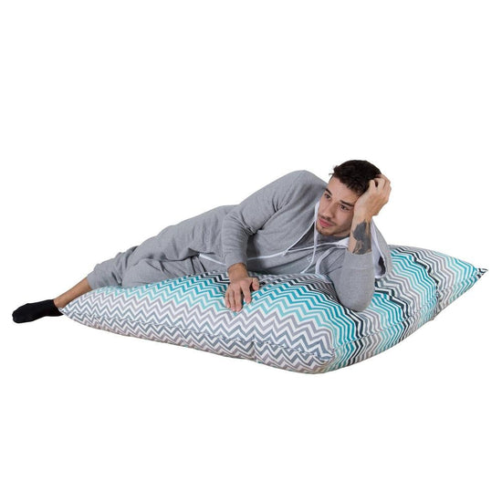 LOUNGE PUG - Riesen Sitzsack XXL - Sitzkissen - Geometrische Druck Chevron Türkis