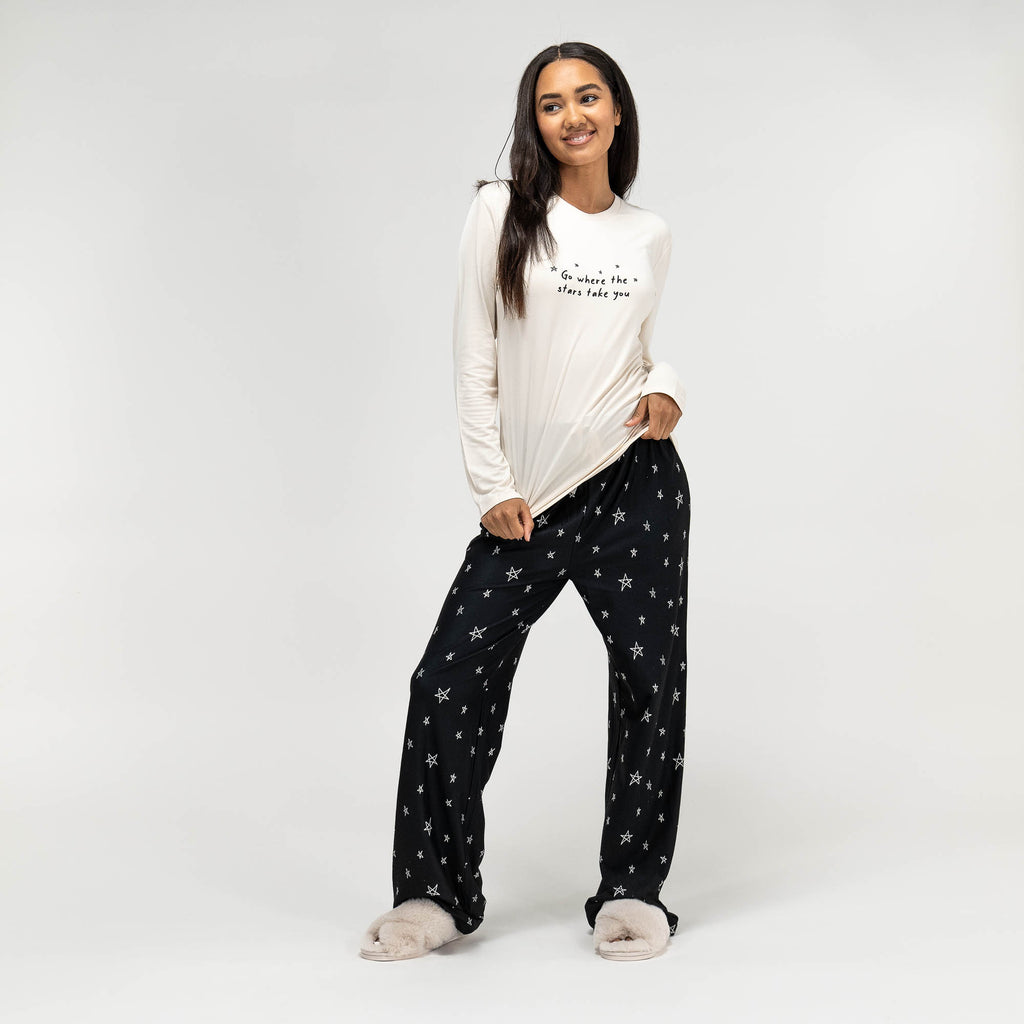 Damen Jersey Pyjamas mit Stene Slogan 01