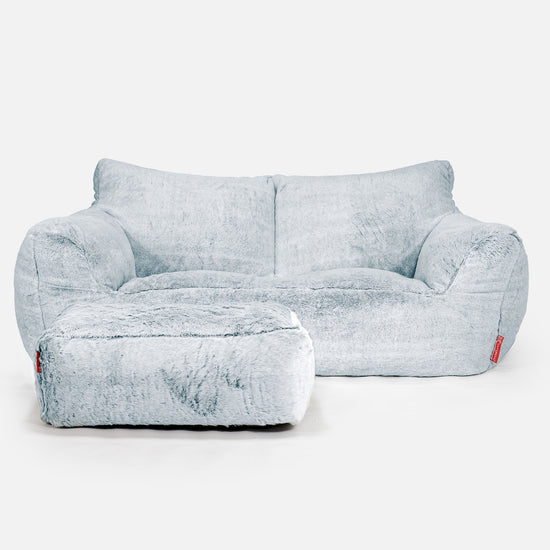 Josephine Sitzsack Sofa - Kaninchen Kunstfell Pastellblau 02