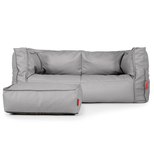 2-Sitzer Albert Sitzsacksofa - Veganes Leder Grau 02
