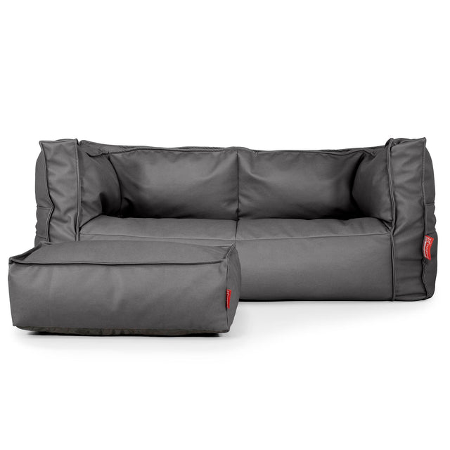 2-Sitzer Albert Sitzsacksofa - Veganes Leder Grau 02