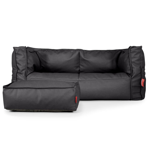 2-Sitzer Albert Sitzsacksofa - Veganes Leder Schwarz 02