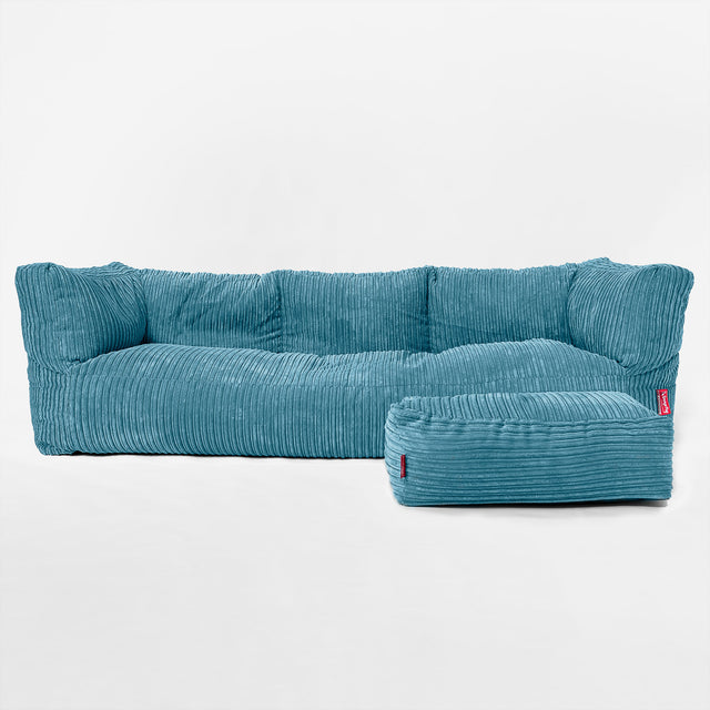 3-Sitzer Albert Sitzsacksofa - Cord Türkis 02