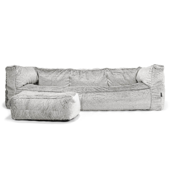 3-Sitzer Albert Sitzsacksofa - Kaninchen Kunstfell Hellgrau 02