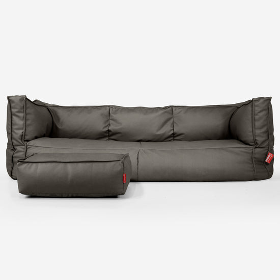 3-Sitzer Albert Sitzsacksofa - Veganes Leder Grau 02