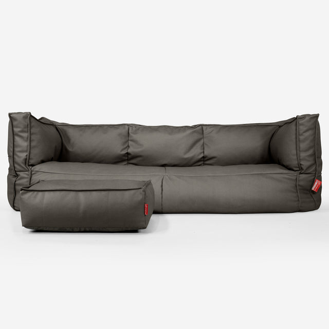 3-Sitzer Albert Sitzsacksofa - Veganes Leder Grau 02