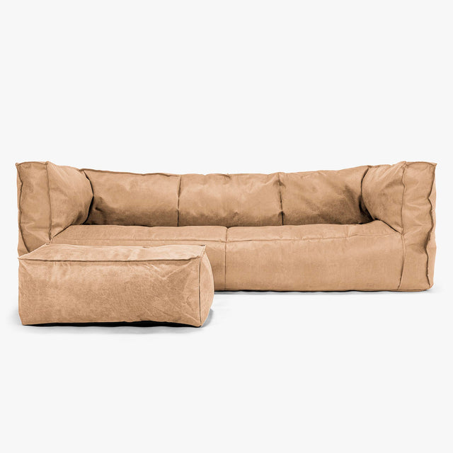 3-Sitzer Albert Sitzsacksofa - Vintage Leder Goldbraun 02