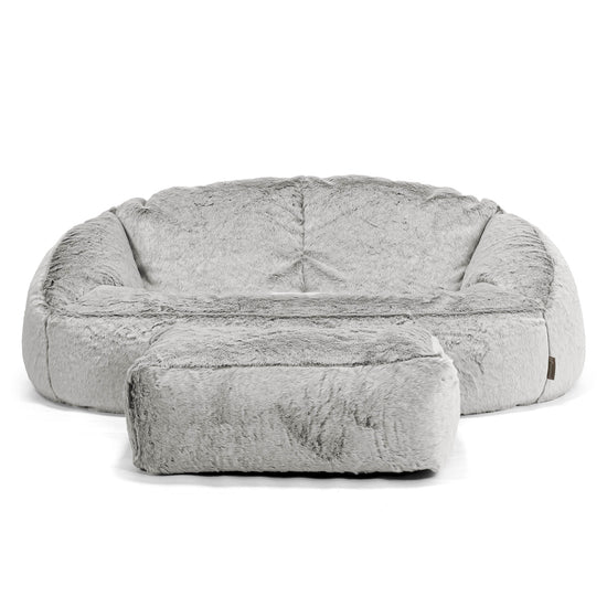 Bubble Sitzsack Sofa - Kaninchen Kunstfell Hellgrau 02