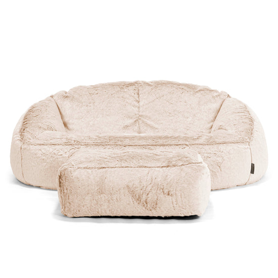 Bubble Sitzsack Sofa - Kaninchen Kunstfell Weiß 02
