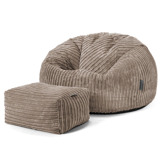 Klassischer Sitzsack Sessel - Cord Beigegrau 02