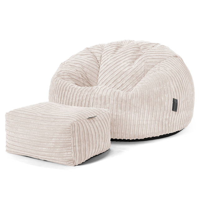 Klassischer Sitzsack Sessel - Cord Elfenbein 02
