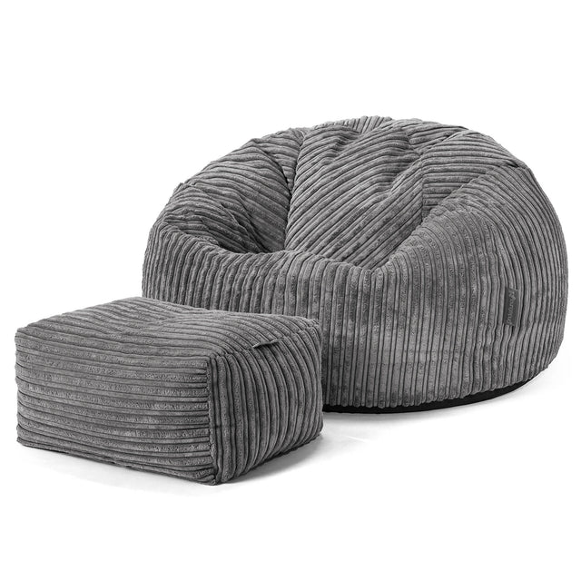 Klassischer Sitzsack Sessel - Cord Stahlgrau 02