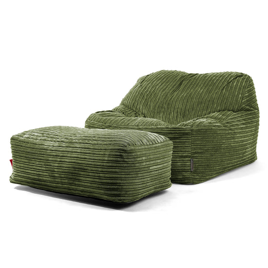 Der Slouchy Sitzsack Sessel - Cord Nadelwaldgrün 01