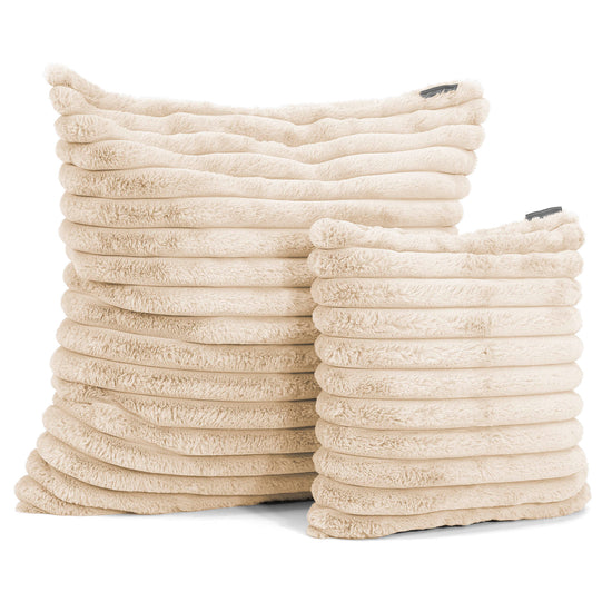 Extra Große Dekokissen / Sofa Kissenbezug 70 x 70cm - Ultra Plüsch Cord Creme 02