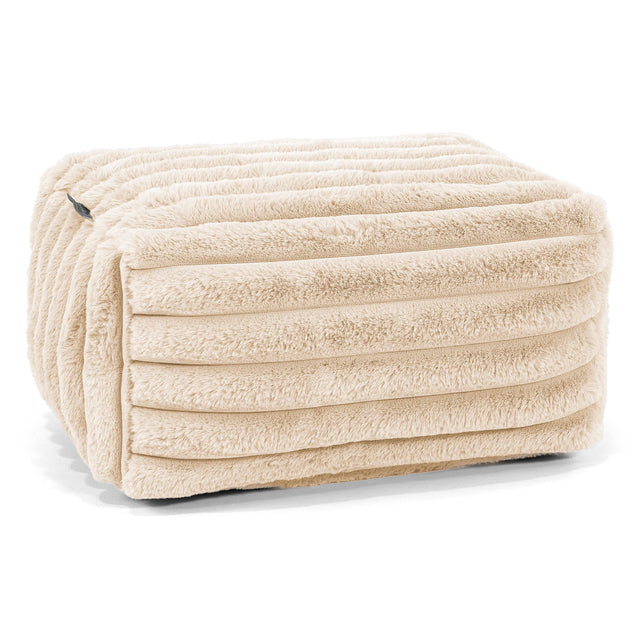 Kleiner Fußhocker - Ultra Plüsch Cord Creme 01