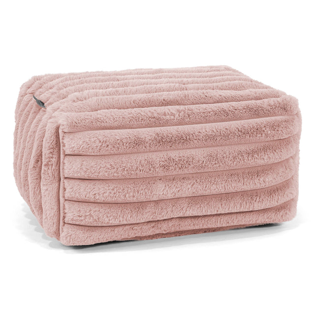 Kleiner Fußhocker - Ultra Plüsch Cord Pastellrosa 01