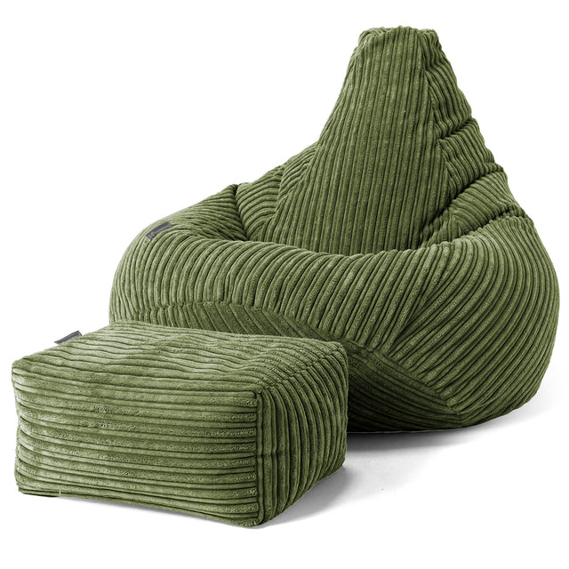 Gaming Sitzsack Sessel - Cord Nadelwaldgrün 01