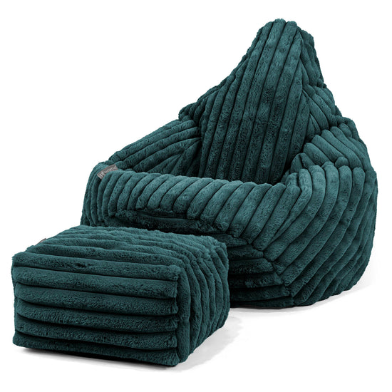 Gaming Sitzsack Sessel - Ultra Plüsch Cord Blaugrün 01