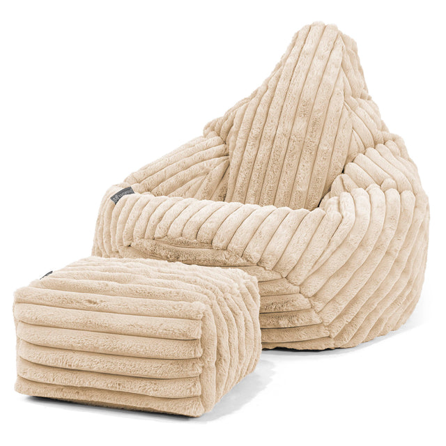 Gaming Sitzsack Sessel - Ultra Plüsch Cord Creme 01