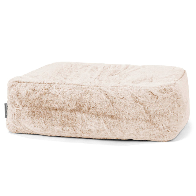 Groß Fußhocker Pouf - Kaninchen Kunstfell Weiß 01