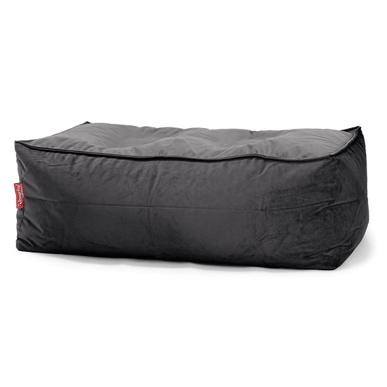 Groß Fußhocker Pouf - Samt Schiefergrau 01