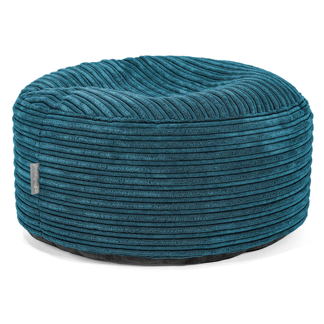 Großer runder Fußhocker - Cord Blaugrün 01