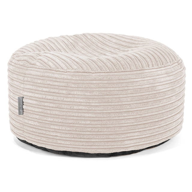 Großer runder Fußhocker - Cord Elfenbein 01