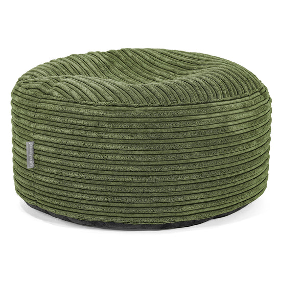 Großer runder Fußhocker - Cord Nadelwaldgrün 01