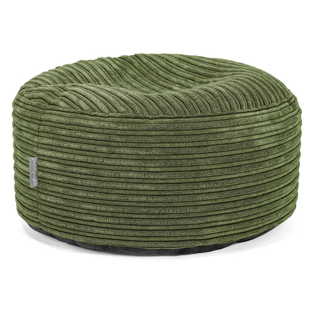Großer runder Fußhocker - Cord Nadelwaldgrün 01