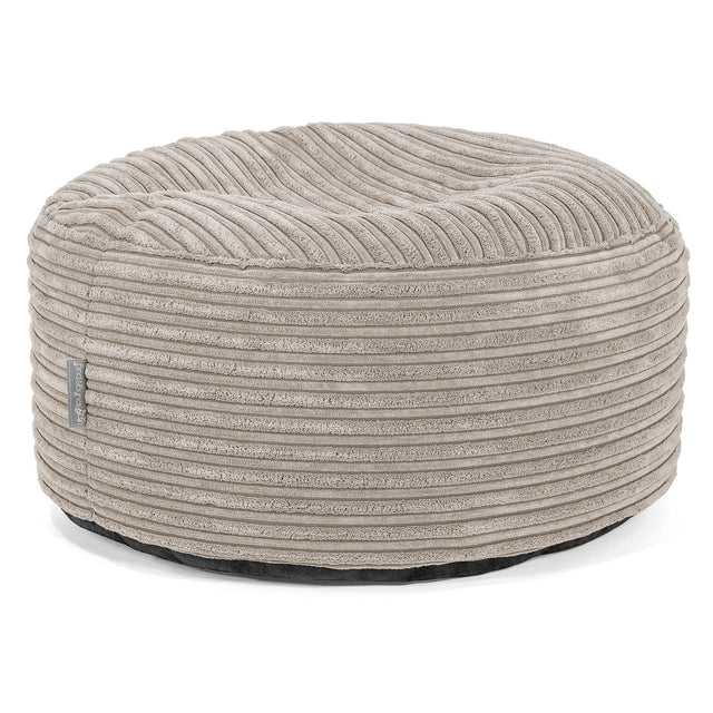 Großer runder Fußhocker - Cord Nerzfarben 01