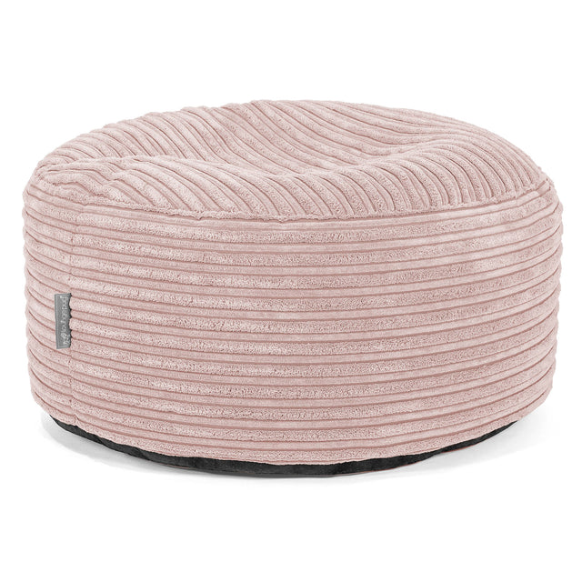 Großer runder Fußhocker - Cord Rosa 01