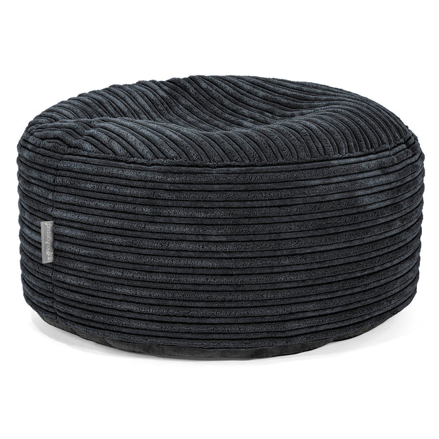 Großer runder Fußhocker - Cord Schwarz 01