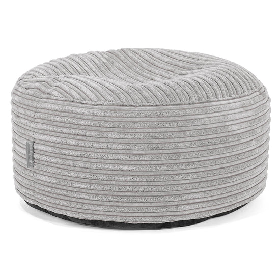 Großer runder Fußhocker - Cord Silber 01