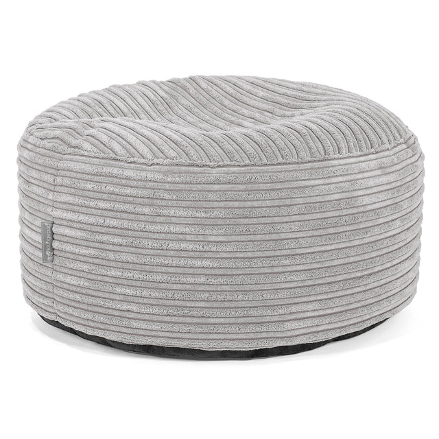 Großer runder Fußhocker - Cord Silber 01