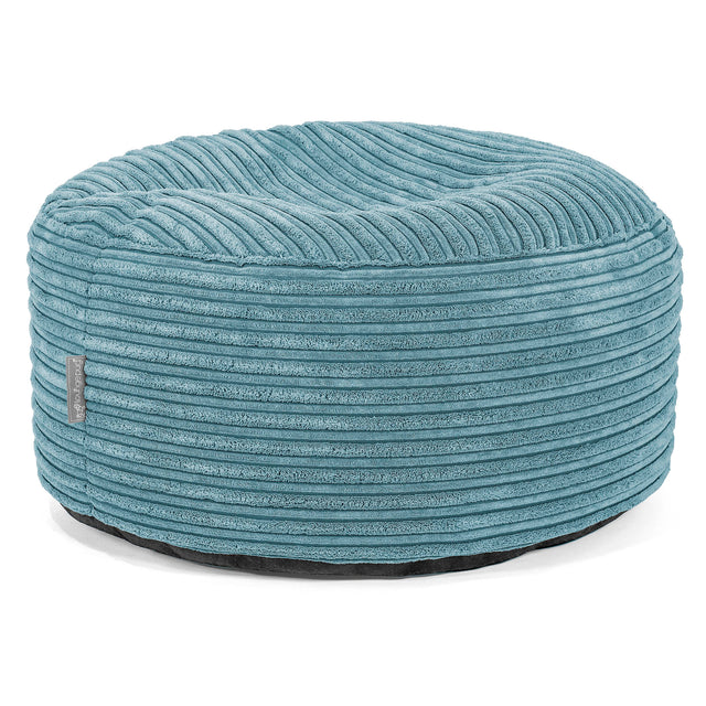 Großer runder Fußhocker - Cord Türkis 01