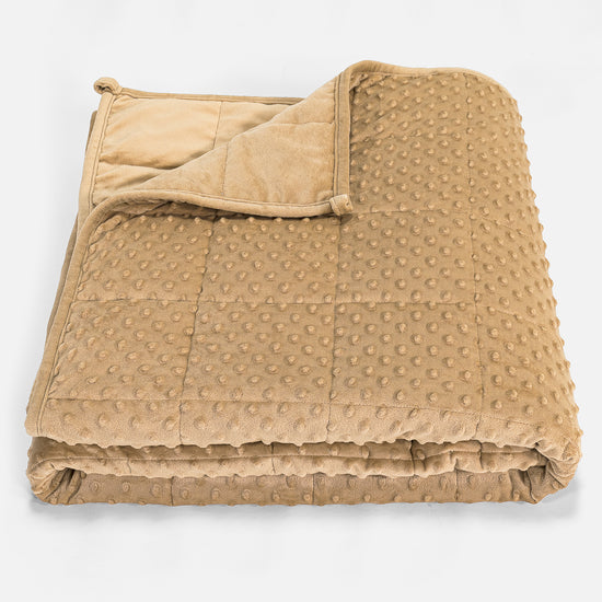 Gewichtsdecke für Erwachsene - Fleece-Gepunktet Creme / Nerzfarben 01