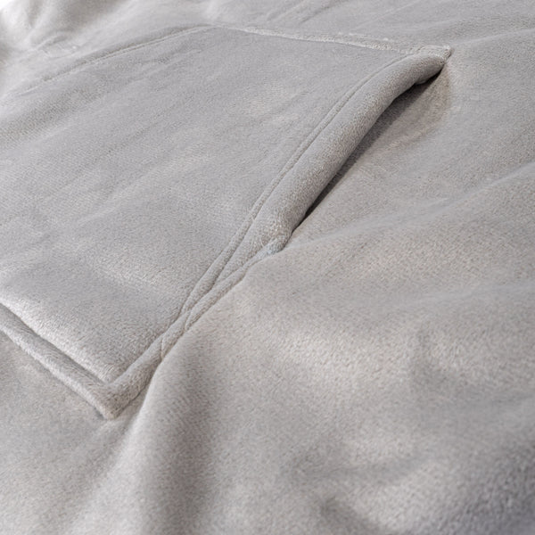 Hoodie Decke für Erwachsene - Fleece Grau Fabric Close-up Image