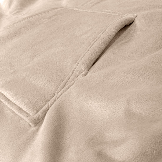 Hoodie Decke für Kinder - Fleece Crème / Nerzfarben 05