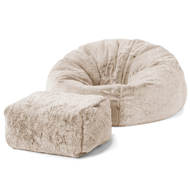 Klassischer Sitzsack Sessel - Kaninchen Kunstfell Goldbraun 02