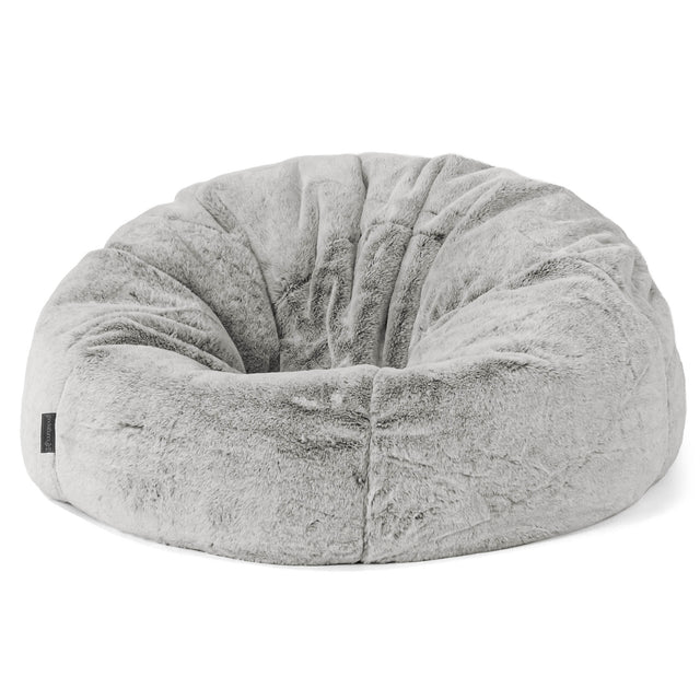 Klassischer Sitzsack Sessel - Kaninchen Kunstfell Hellgrau 01