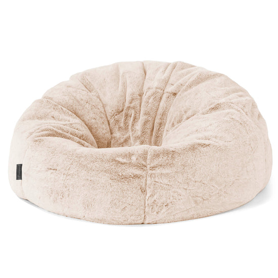 Klassischer Sitzsack Sessel - Kaninchen Kunstfell Weiß 01