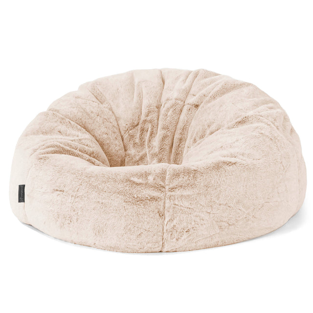 Klassischer Sitzsack Sessel - Kaninchen Kunstfell Weiß 01